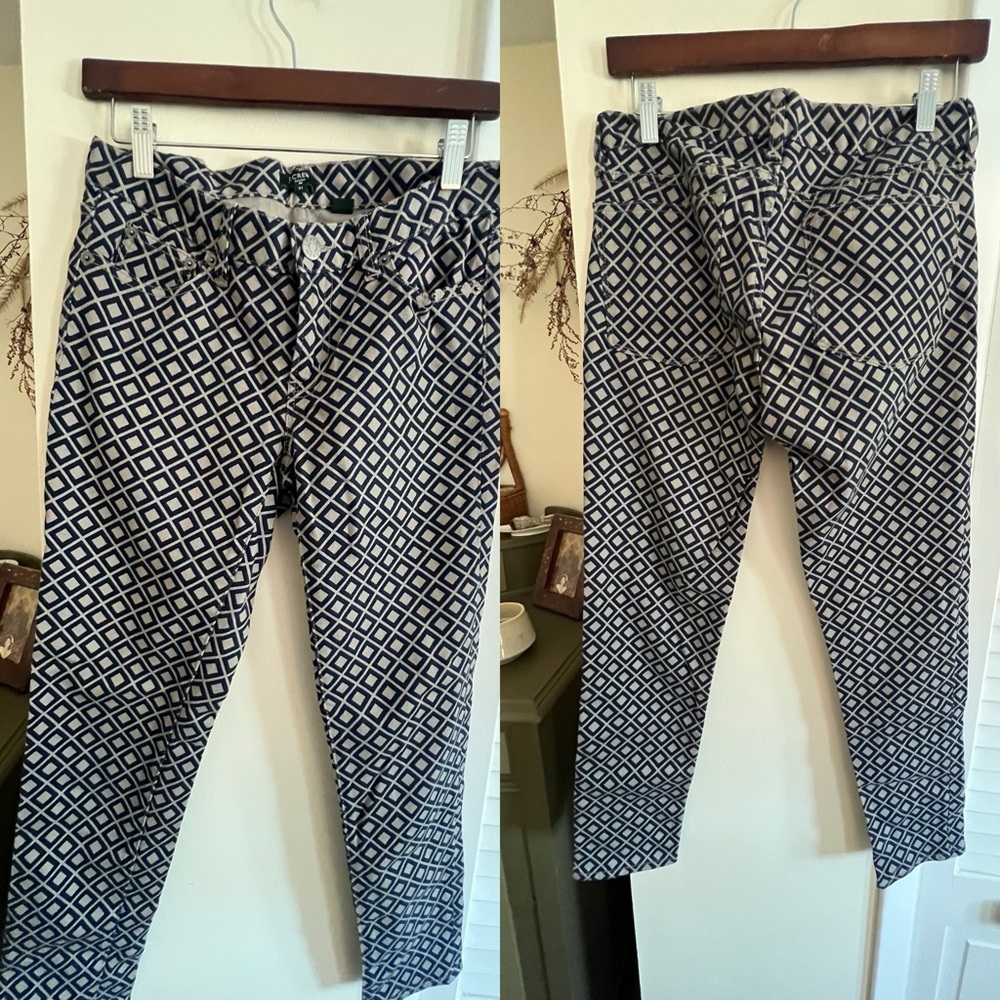 J. Crew Navy and Cream Geometric Pants